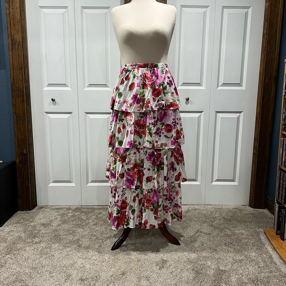 Floral Tiered Maxi Skirt